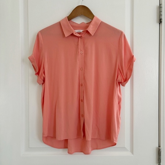 Samsoe Samsoe Majan Short Sleeve Shirt Button Front Coral Haze - Picture 9 of 9